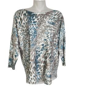 Chico's Womens Sweater Sz 0 Small Touch Cashmere Leo Ambiance Boat-Neck Pullover